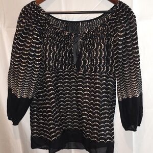 BCGB MaxAzria Sheer Blouse Black and White | Size L
